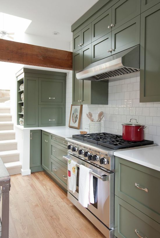 green kitchen cabinets
