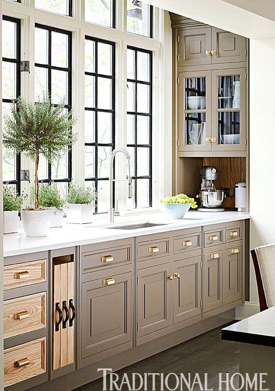 Trad Home Taupe Cabinets 