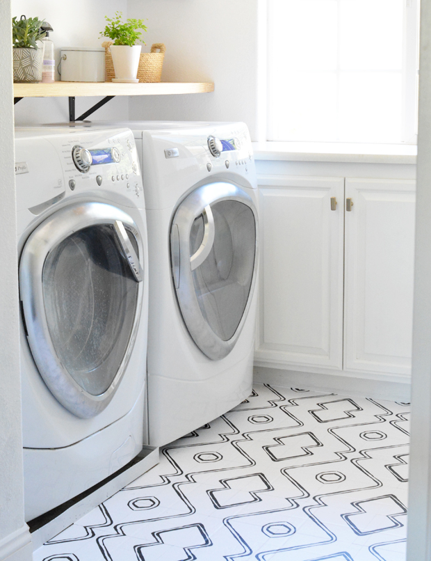 How to Hide an Ugly Floor + Laundry Room Refresh | Centsational Style