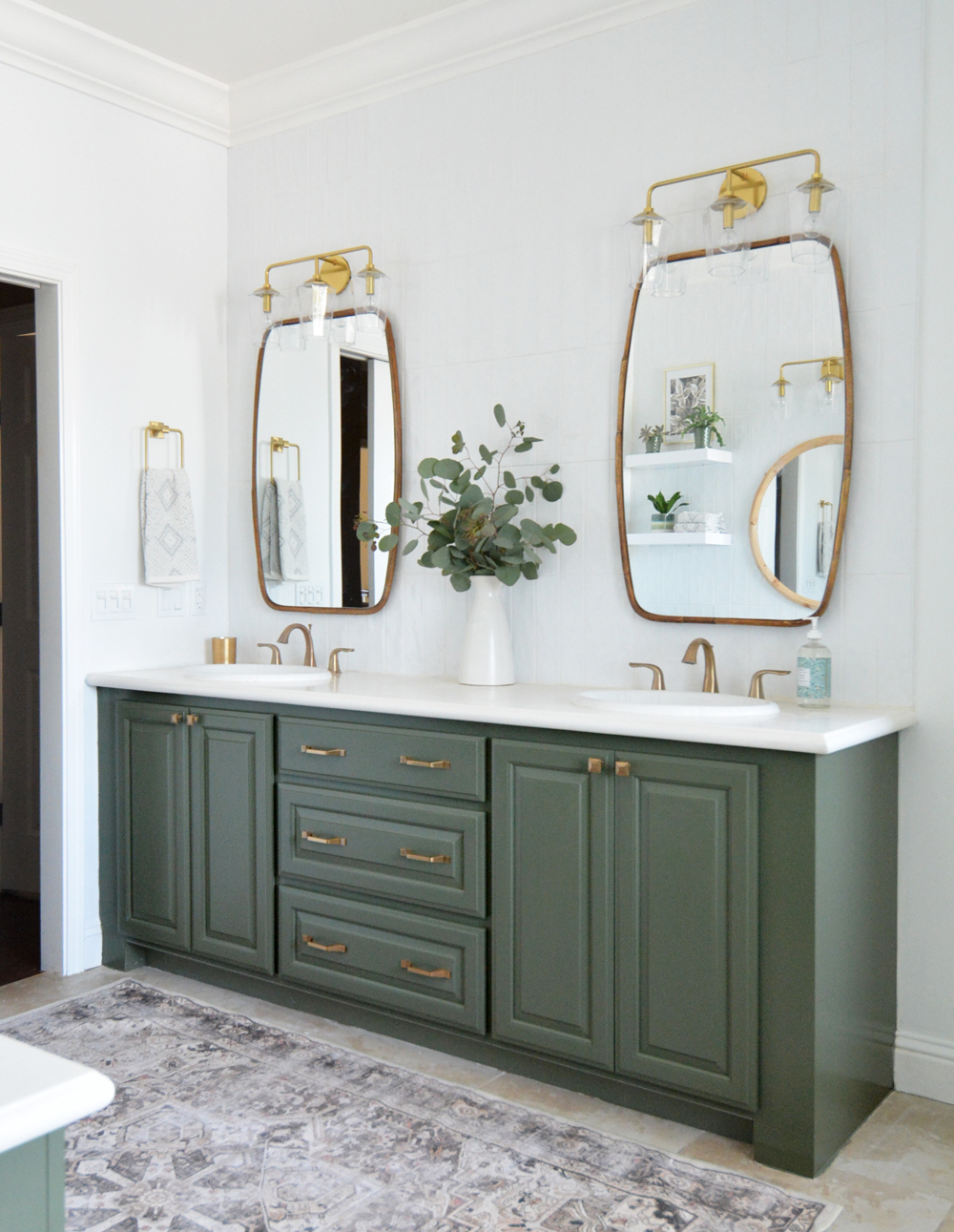 Green Painted Bathroom Cabinets 