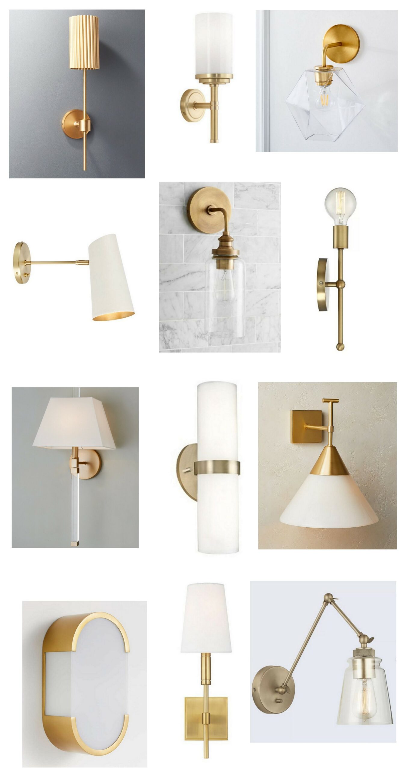 Brass Wall Sconces: 1, 2, & 3