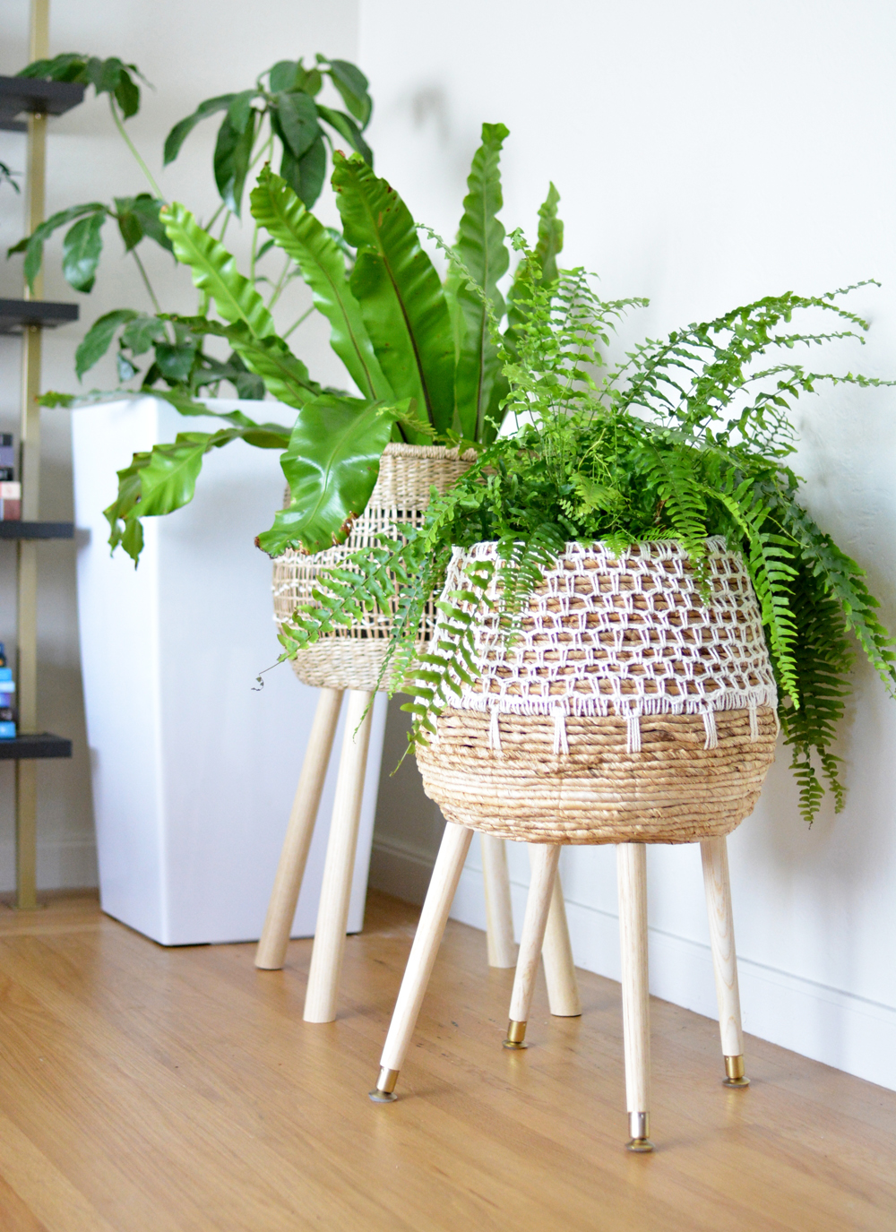 DIY: Woven Basket Plant Stands