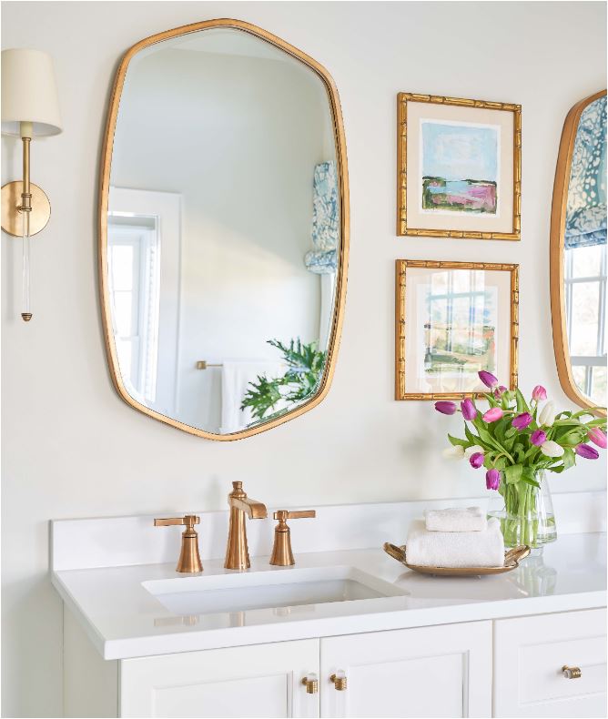 white bathroom gold mirrors