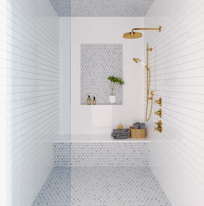 Small Scale Blue Bathroom Tile